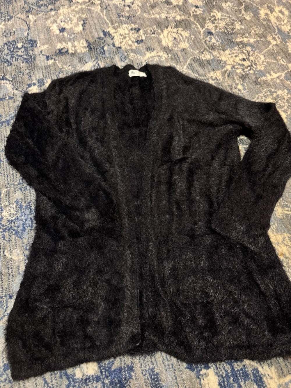 H&M Cardigan Size US 12-14Y Black Fuzzy Knit